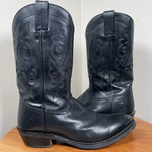 Double H Black Leather Western Cowboy Work Boot Men Size 9.5 D Mexico DH3256
